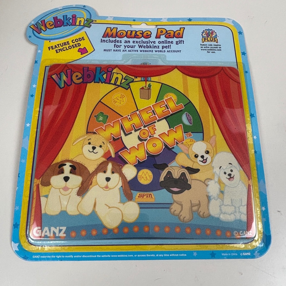 Webkinz Wheel of Wow Mouse Pad Ganz Vintage New Sealed with Unused Online Code